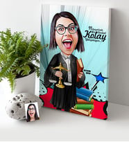 BK Gift Kişiye Özel Bayan Avukat Karikatür Kanvas Tablo 30x50cm 2