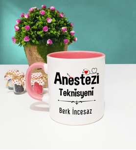 Anestezi Teknisyeni Tasarımlı Kişiye Özel Anestezi Teknisyeni Kupa Bardak Pembe