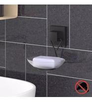 TEKNOTEL DELME VİDA MATKAP YOK!  easyFIX YAPIŞKANLI SABUNLUK MAT SİYAH EF266