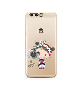 Foto Kız Tasarımlı Süper Şeffaf Silikon Telefon Kılıfı Huawei P10    