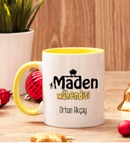 Maden Mühendisine Hediye İçi Ve Kulpu Renkli Kupa Bardak