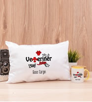 Veteriner Hekim Dikdörtgen Yastık ve Sarı Kupa Bardak