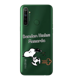 Snoopy Tasarımlı Süper Şeffaf Silikon Telefon Kılıfı Oppo Realmi 5i