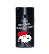 Snoopy Tasarımlı Süper Şeffaf Silikon Telefon Kılıfı Samsung A20s