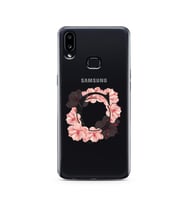 Pembe Çiçekli Harf Tasarım Süper Şeffaf Silikon Telefon Kılıfı Samsung A10s Ç-Ha