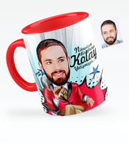 BK Gift Kişiye Özel Bay Patron Karikatürlü Kırmızı Kupa Bardak  2