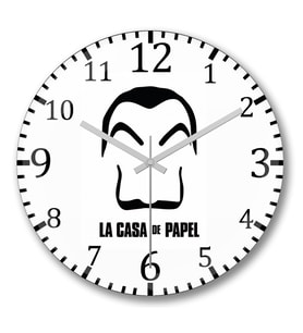 La Casa de Papel 08 Duvar Saati Bombeli Gercek Cam