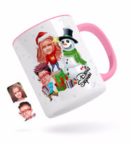 BK Gift Kişiye Özel Yeni Yıl Kız Kardeş ve Erkek Kardeş Karikatürlü Pembe Kupa Bardak-1