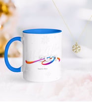 BK Gift Kişiye Özel 2024 Mutlu Yıllar Mavi Kupa ve Kar Tanesi Kolye-4 (Model 1)