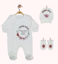 Pia Baby Gl 1912-01 İsme Özel Üçlü Tulum Set