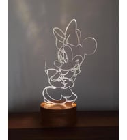 Minnie Mouse Led Masa Lambası Çocuk Odası Hediyesi Ahşap Taban 7 Farklı Işık Renkli