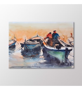 Arty Tablo Suluboya Balıkçılar Tablo (Karışık)