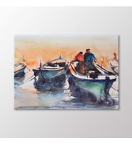 Arty Tablo Suluboya Balıkçılar Tablo (Karışık)