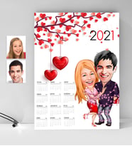 BK Gift Kişiye Özel Sevgililer Karikatürlü 2024 Duvar Takvimi - 2