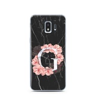 Mermer Çiçekli Harf Tasarım Süper Şeffaf Silikon Telefon Kılıfı Samsung J2 Pro (