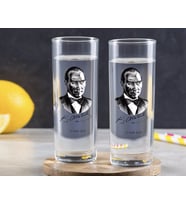 BK Gift Kişiye Özel Renkli Baskılı Atatürk Temalı İkili Vodka Bardağı-14 (Beyaz)