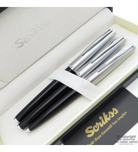 Scrikss 78 3'lü Set Siyah  Dolma Kalem + Roller Kalem + Tükenmez Kalem Seti  Scrikss Metropolis  İsme Özel Kalem  Hediye Kalem