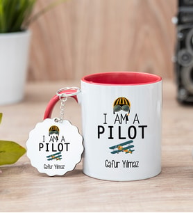 Pilot Kırmızı Kupa Bardak Ve Anahtarlık Set
