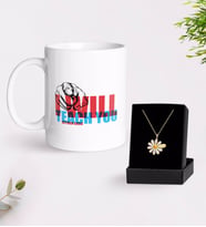 BK Gift Kişiye Özel İngilizce Öğretmeni Beyaz Kupa ve Papatya Kolye Hediye Seti-11 (Model 1)