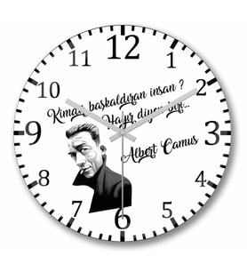 Albert Camus  Duvar Saati Bombeli Gercek Cam