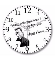 Albert Camus  Duvar Saati Bombeli Gercek Cam