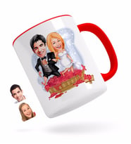 BK Gift Kişiye Özel Evleniyoruz Karikatürlü Kırmızı Kupa Bardak-10