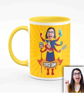 BK Gift Kişiye Özel Anneler Günü Temalı Karikatürlü Sarı Kupa Bardak Sa2
