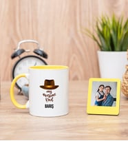 Awesome Dad Sarı Kupa Bardak ve Sarı Mini Fotoğraf Çerçevesi
