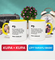 İkili Çiftlere Özel Eş Kupa Bardak Sarı