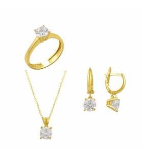 Tektaş Üçlü Set 5.75 Gram 14 Ayar Altın (Çok Renkli)