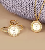 Else Silver Çift Sıra İsimli Gümüş Kolye Bileklik Set (Altın)