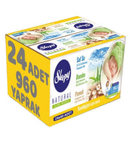 Sleepy Islak Havlu Mendil Pamuklu Yenidoğan Naturel Bambu 40 Yaprak 24 Lü Set (960 Yaprak)