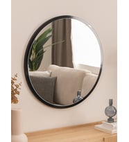 Dfn Wood Siyah Mdf Yuvarlak Duvar Salon Banyo Aynası