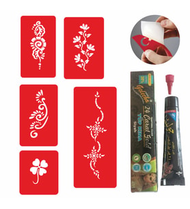 Çiçek Deseni Kına ve Şablon Seti Tattoo Dövme