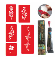 Çiçek Deseni Kına ve Şablon Seti Tattoo Dövme