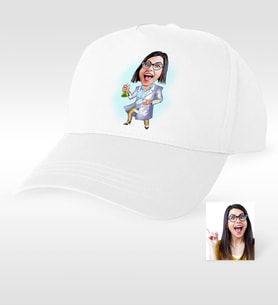 BK Gift Kişiye Özel Bayan Kimya Mühendisi Karikatür Beyaz Şapka  1