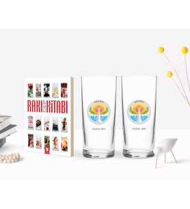 BK Gift Kişiye Özel Renkli Baskılı Adana Tasarımlı Turistik İkili Rakı Bardağı ve Rakı Cep Kitabı Hediye Seti-2 (Model 1)