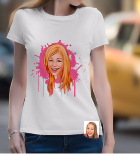 BK Gift Kişiye Özel Bayan Karikatürlü Beyaz Tişört-31