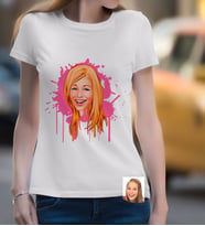 BK Gift Kişiye Özel Bayan Karikatürlü Beyaz Tişört-31