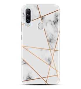Kılıfland General Mobile GM 20 Pro Kılıf Silikon Resimli Kapak White Marble Mermers With Triangle Stok 1195
