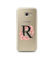 Pembe Çiçekli Harf Tasarım Süper Şeffaf Silikon Telefon Kılıfı Samsung A5 (2017)