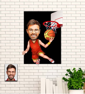 Kişiye Özel Basketbolcu Hediye Karikatürlü Uv Baskılı Ahşap Tablo