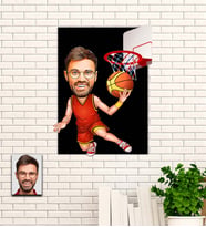 Kişiye Özel Basketbolcu Hediye Karikatürlü Uv Baskılı Ahşap Tablo