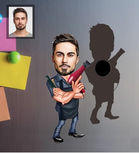 Kişiye Özel Berber Karikatürlü Ahşap Magnet Bay-4