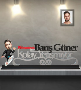 Kişiye Özel Sporcu Karikatürlü Kolay Yetişmiyor Ahşap Biblo Bay-10