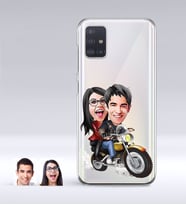 BK Gift Kişiye Özel Sevgililer Karikatürlü Samsung Galaxy A51 İnce Şeffaf Silikon Telefon Kapağı-17 (Beyaz)