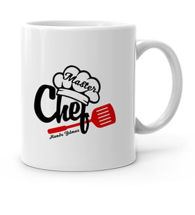 BK Gift Kişiye Özel Chef Beyaz Kupa Bardak  2