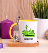 Gıda Mühendisi Ahşap Altlıklı Sarı Kupa Bardak
