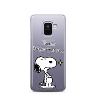 Snoopy Tasarımlı Süper Şeffaf Silikon Telefon Kılıfı Samsung A8 (2018)  