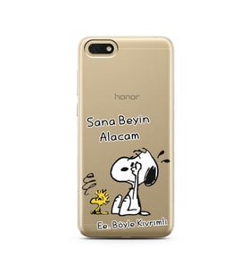 Snoopy Tasarımlı Süper Şeffaf Silikon Telefon Kılıfı Huawei Honor 7s - y5 2018 